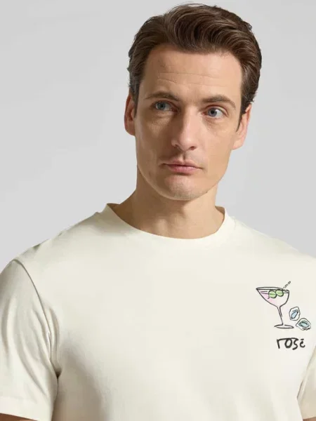 T-shirt z motywem i okrągłym dekoltem Manuel Ritz biała
