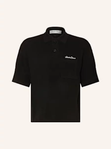 About:Blank Koszulka Polo Z Materiału Pika Relaxed Fit schwarz czarne