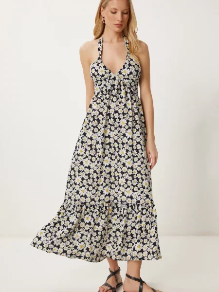 Happiness İstanbul Rochie de vară galben / negru alb