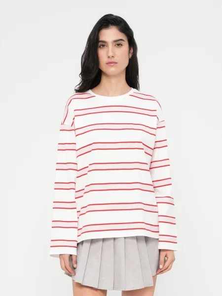 PIECES Tricou PCMila roz / roșu alb