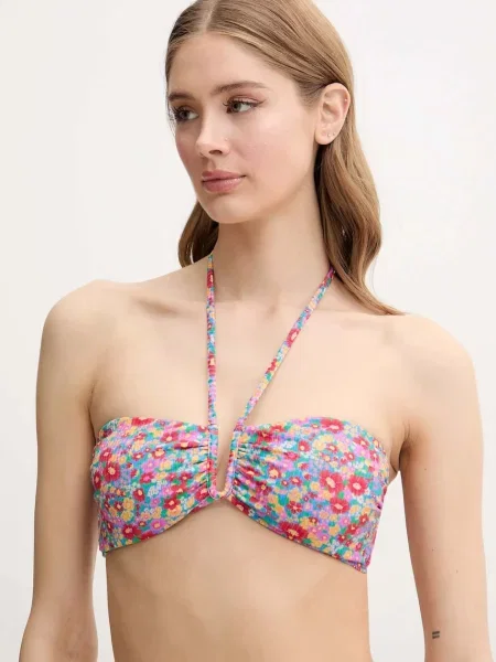 Plavková podprsenka Rip Curl LAS FLORES mírně vyztužený košík červená