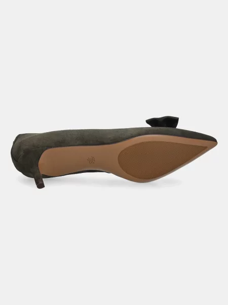 Замшевые туфли Lauren Ralph Lauren с бантом зеленые