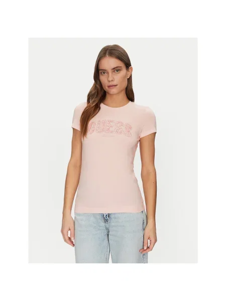 Guess Póló Slim Fit rózsaszín