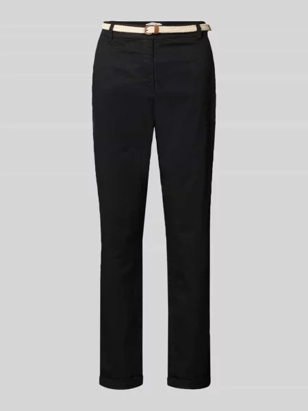 Chinosy o kroju casual fit z dodatkiem bawełny Christian Berg Woman czarne