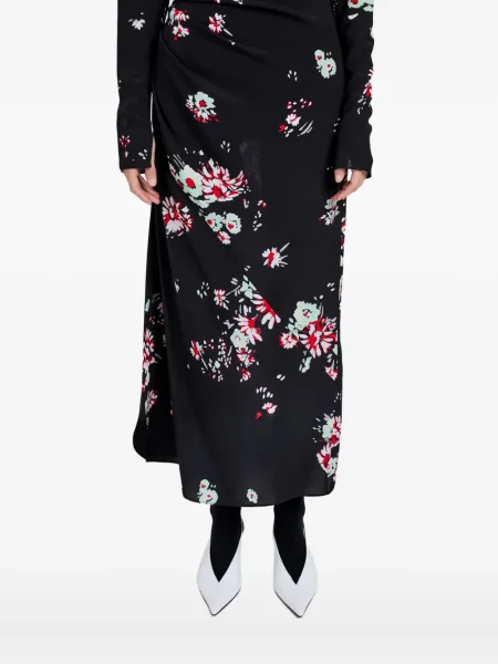 Φλοράλ φόρεμα Proenza Schouler με σχέδιο ντραπέ μαύρο