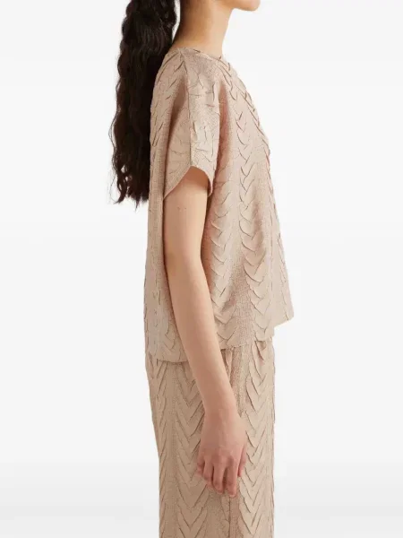 Bluzka Meimeij z okrągłym dekoltem plisowana