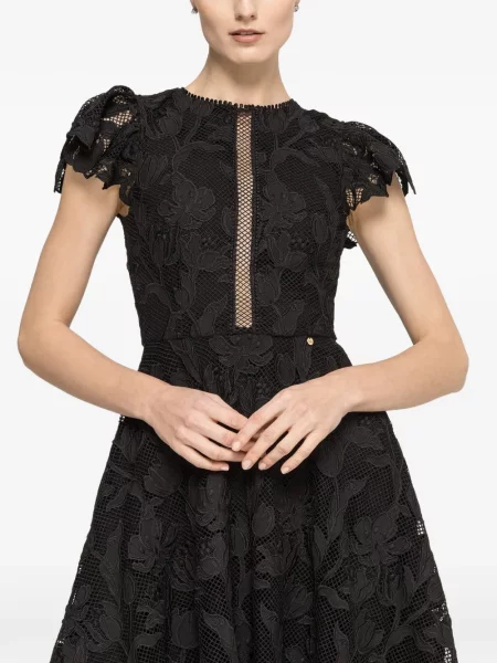 Rochie midi Nissa din dantelă negru