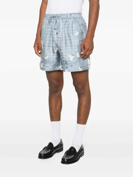 Pantaloni scurți Amiri de mătase cu imagine cu model paisley albastru