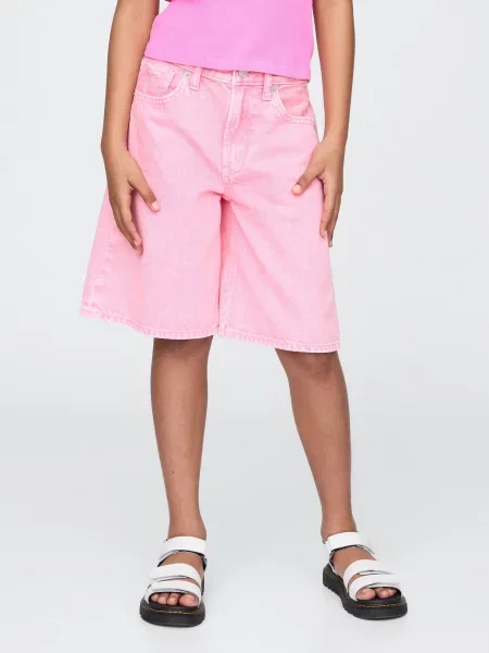 Pantaloni scurți din denim copii Gap roz
