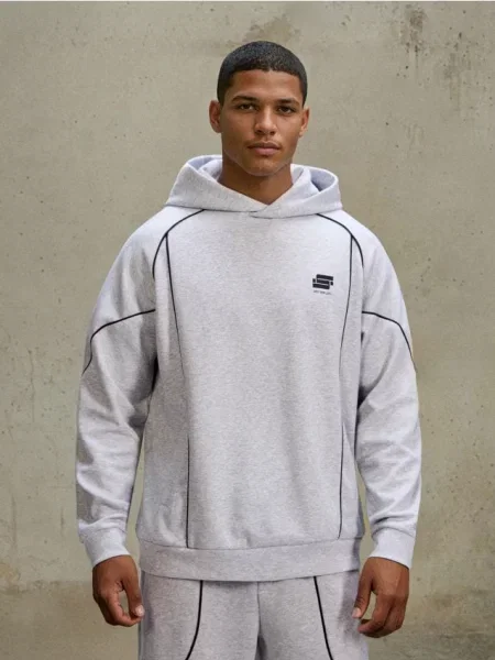 Sinsay Bluza hoodie z kontrastową lamówką szary