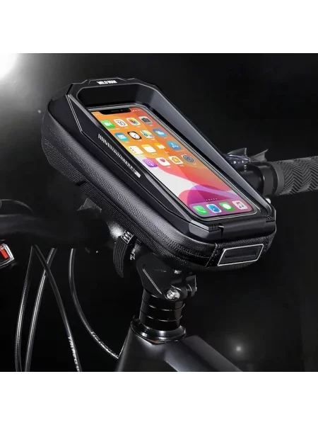 Torba na kierownicę rowerową wodoodporna z uchwytem na telefon WILD MAN czarna