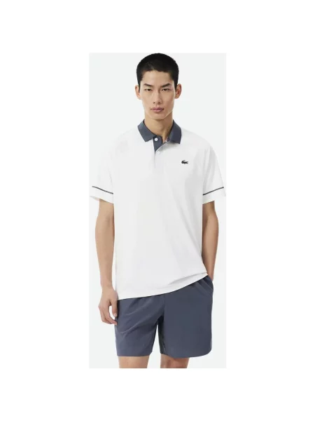 Koszulka polo Lacoste x Novak Djokovic On Court z krótkim rękawem biało ciemnoszara XS biała