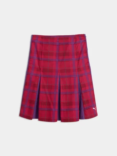 Спідниця міді PUMA T7 Pleated Tartan Skirt комбінований верх червоний