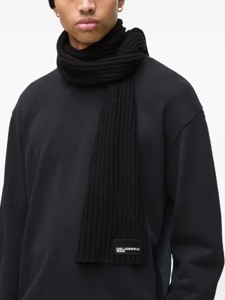 Fular Karl Lagerfeld Jeans cu autograf negru