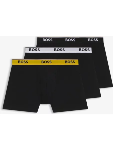 Bokserki BOSS Power Logo czarny żółty 3 sztuki XS biały