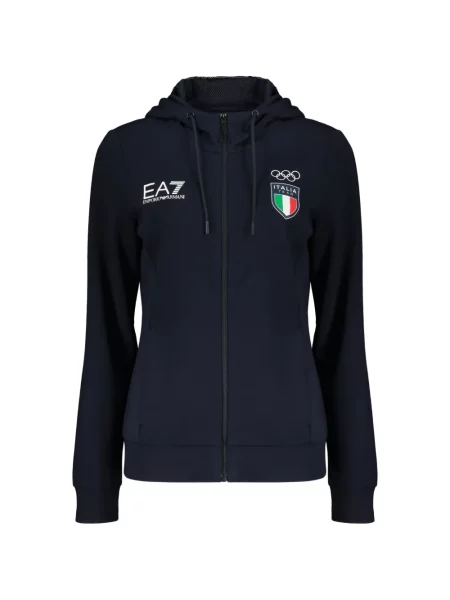 Суичър с качулка Ea7 Emporio Armani с принт синьо