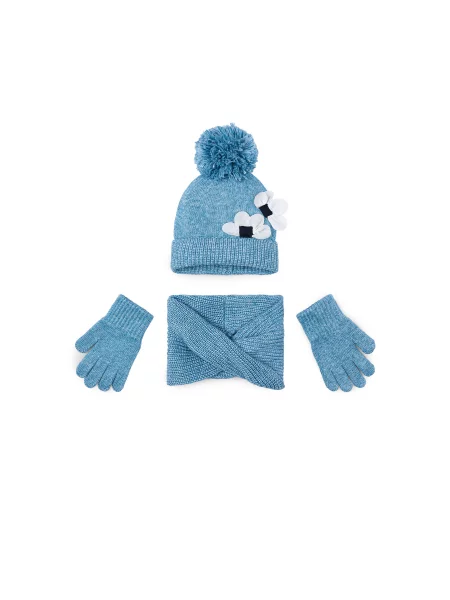 Mayoral Set klobuk bandana in rokavice modra