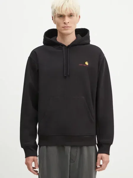 Majica s kapuljačom Carhartt Wip s vezom s kapuljačom s vezicama crna