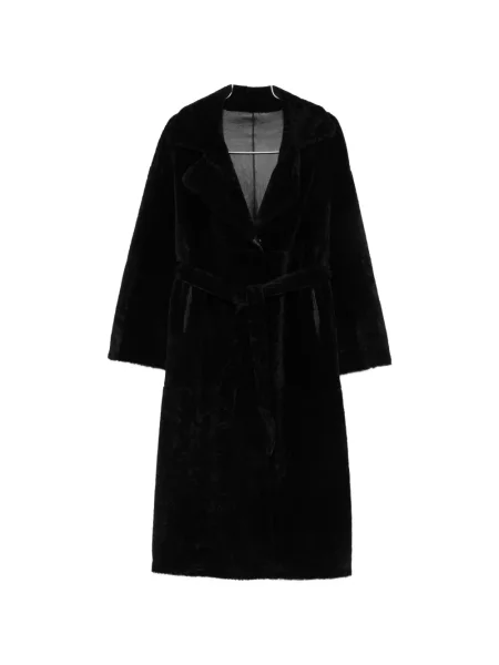 Cu centură haină din piele de oaie Arma negru