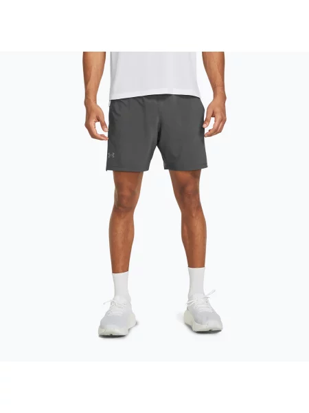 Мъжки къси панталони за бягане Under Armour Launch Elite castelrock/castelrock/reflective сиво