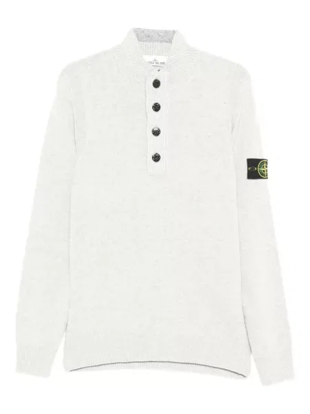 Tricou polo Stone Island de lână cu strasuri