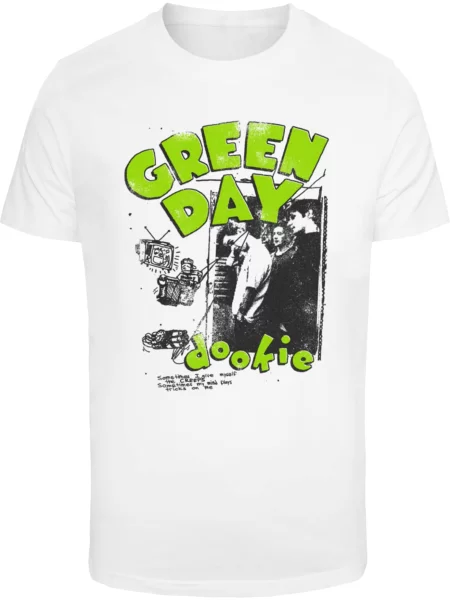 Merchcode Tričko Green Day Dookie Sketched Up světle zelená / černá bílá