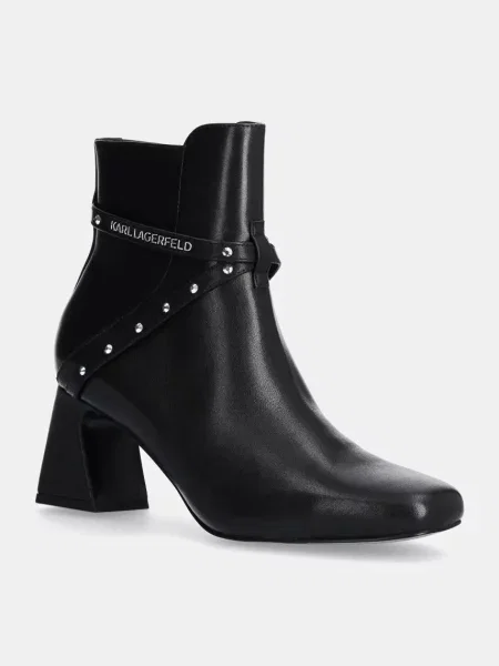 Кожени боти Karl Lagerfeld BEATA с дебел черно