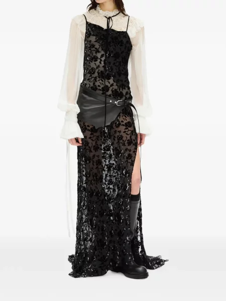 Rochie maxi Ann Demeulemeester cu model floral negru