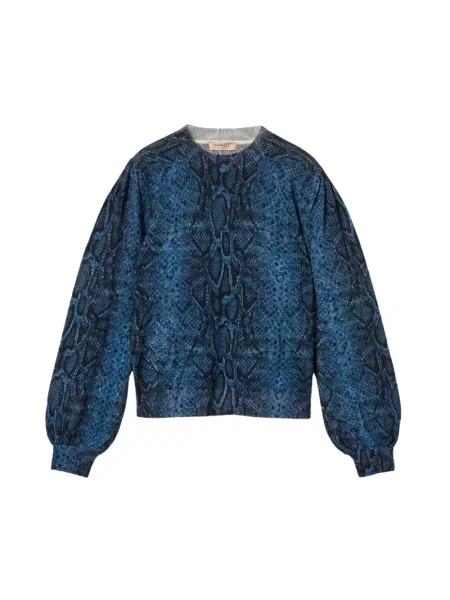 Sweter Twinset z nadrukiem niebieski