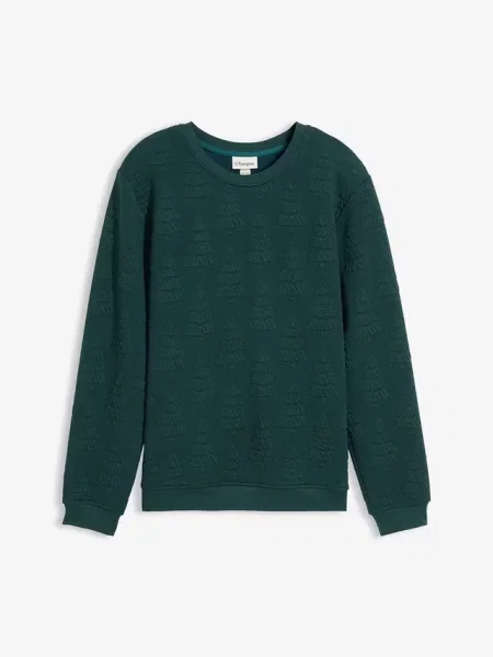 Bluza świąteczna we wzór w choinki zielona