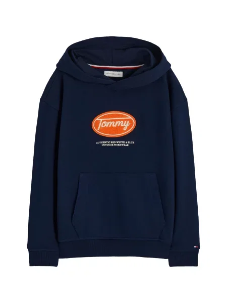TOMMY HILFIGER Mikina námornícka modrá / oranžová biela