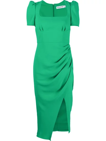 Rochie midi Self-portrait până la genunchi de costum verde