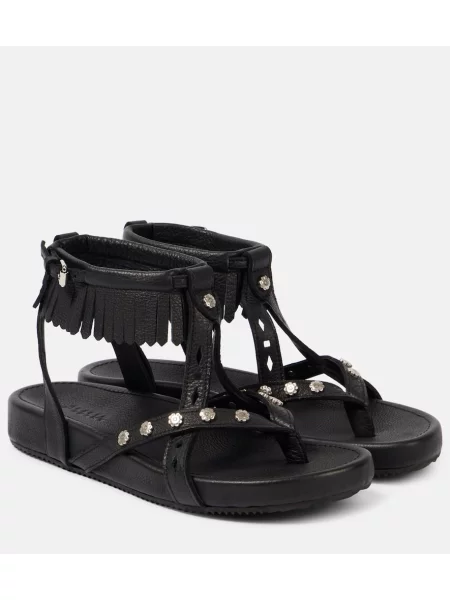 Sandale Isabel Marant din piele cu tepi negru