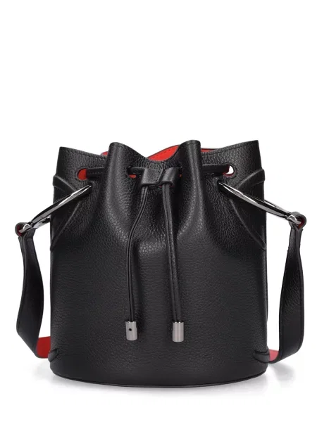 Δερμάτινη τσαντα bucket Christian Louboutin μαύρο