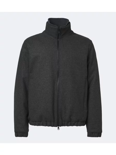 Geacă cu puf Moncler de flanelă gri