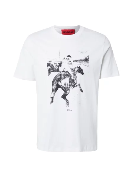 HUGO Tricou Duhorse alb