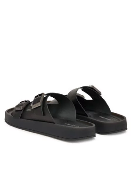 Natikače Calvin Klein Ergon Double Bar Sandal Lth crna