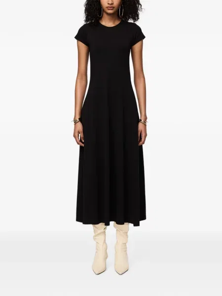 Rochie midi Another Tomorrow în linie A negru