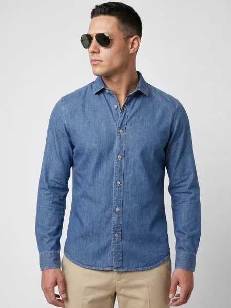 Klasična traper košulja Pepe Jeans plava