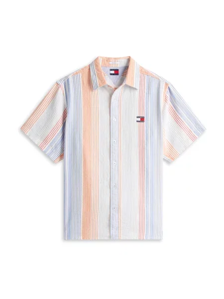 Tommy Jeans Košile nebeská modř / lososová / oranžově červená bílá