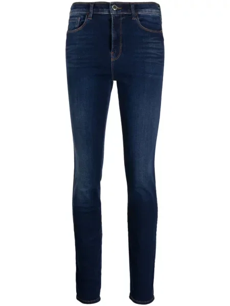 Haftowane skinny jeansy skinny Emporio Armani niebieskie