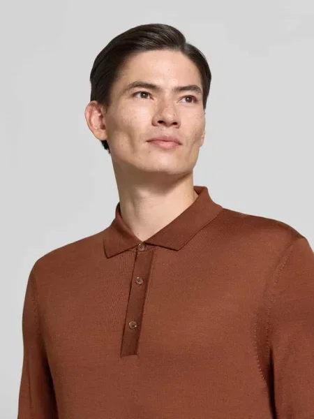Koszulka polo o kroju regular fit z czystej żywej wełny model Lancione' Boss beżowa