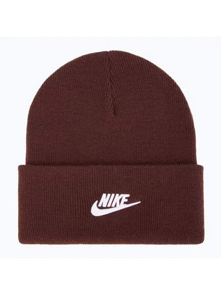 Детска зимна шапка Nike Peak burgundy crush/white бяло