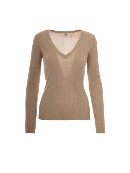 Sweter Liu Jo z dekoltem w serek szary