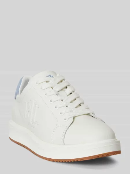 Sneakersy z naturalnej skóry z wyhaftowanym logo Lauren Ralph Lauren białe