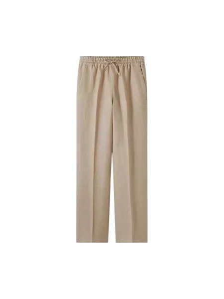 A.P.C. spodnie lniane proste medium waist beżowy