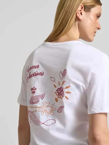 T-shirt o kroju relaxed fit z okrągłym dekoltem model Jeanitta' Msch Copenhagen biała