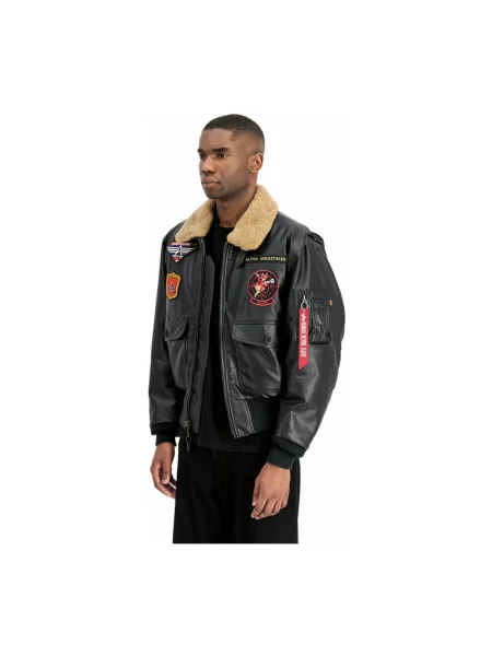 Alpha Industries kurtka z imitacji skóry Devils Brigade Faux Leather Bomber czarna