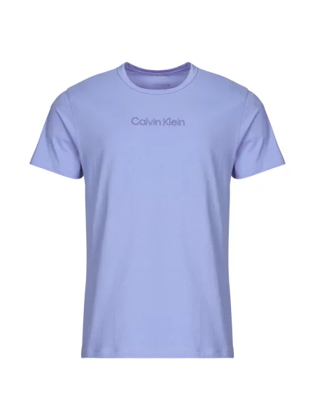 Majica Calvin Klein Jeans zajemalni vrat modra