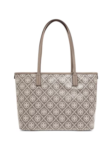 Geantă shopper Tory Burch din jacard gri
